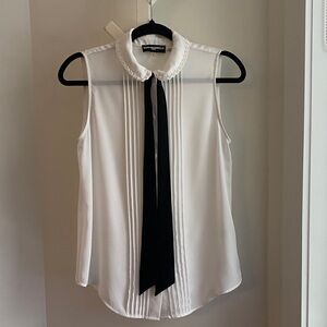 Karl Lagerfeld White Sleeveless Blouse with Black Bow